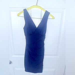 ruched dress dark blue worn twice for a dance event
